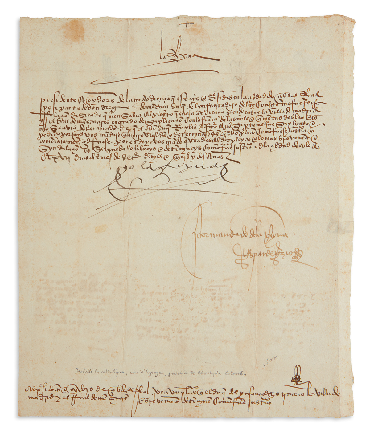 ISABELLA I, QUEEN OF SPAIN. Document Signed, Yo la Reyna, to the Council of Ciudad Real, in Spanish,